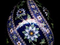 Love In A Mist Pysanky Ukrainian Easter Egg by So Jeo : pysanky pysanka ukrainian easter egg batik art love in a mist blue purple flower sojeo floral ukraine